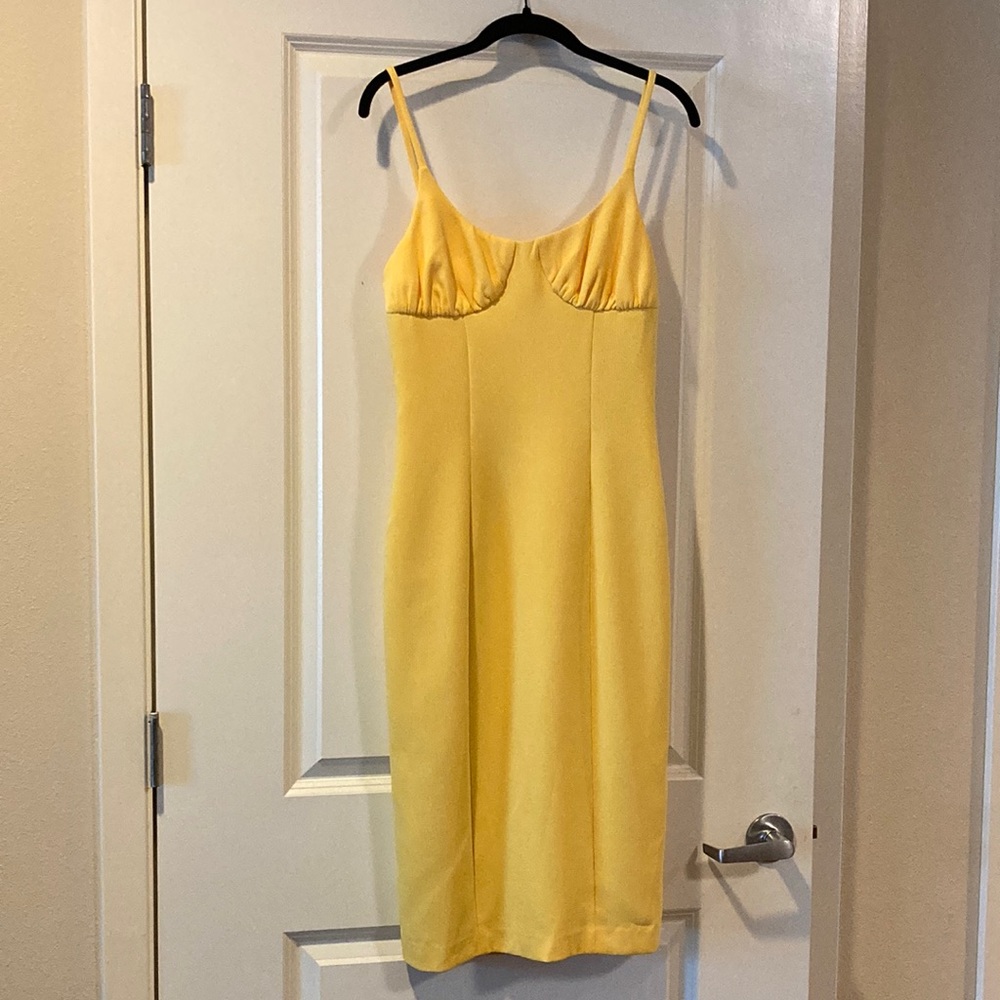 NWOT Third Form Yellow Bodycon Midi Dress!